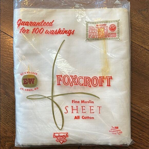 Vintage new in packaging Foxcroft Fine Muslin White double (full) sheet - Picture 1 of 4